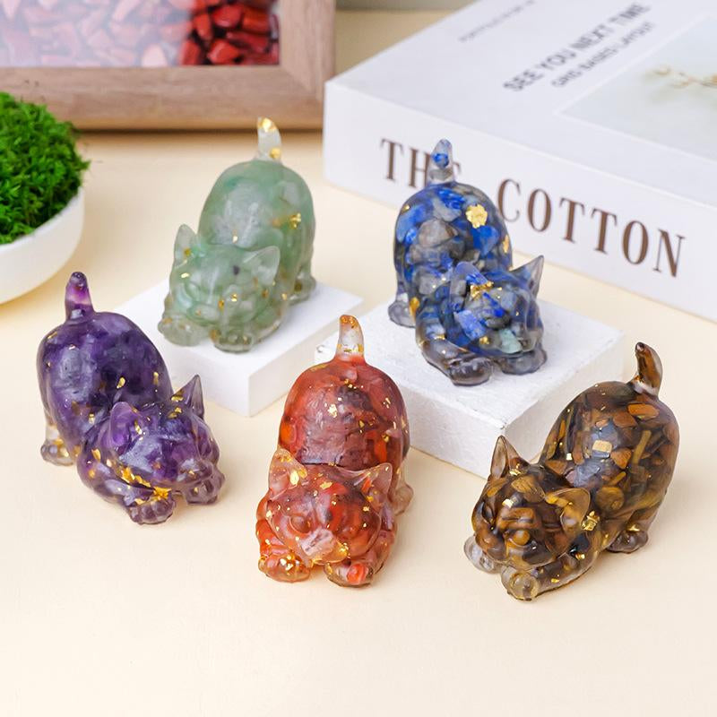 Cute Cat Crystal Gravel\Desktop Ornaments Natural Crystal Kitten Home Office Cute Small Ornaments