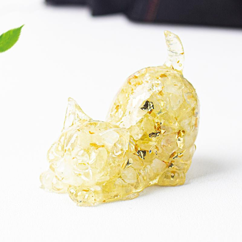 Cute Cat Crystal Gravel\Desktop Ornaments Natural Crystal Kitten Home Office Cute Small Ornaments