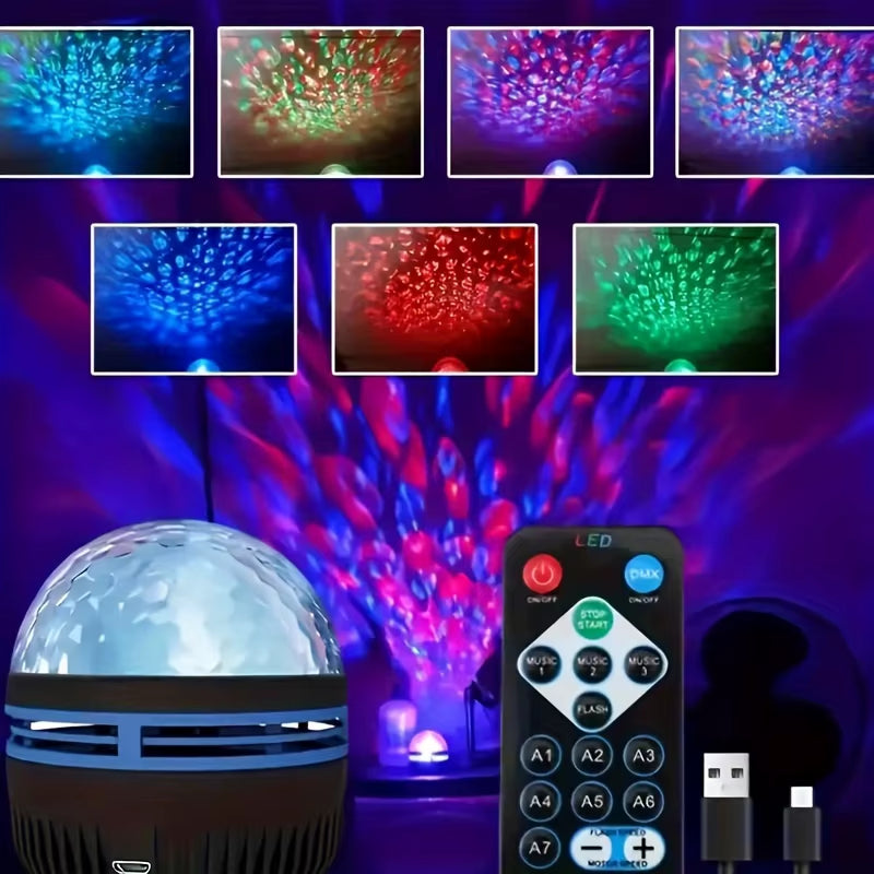 Galaxy Starry Sky Projector Light USB Remote Control Rotating Multicolour Night Light for Bedrooms Ambiance Christmas Decoration