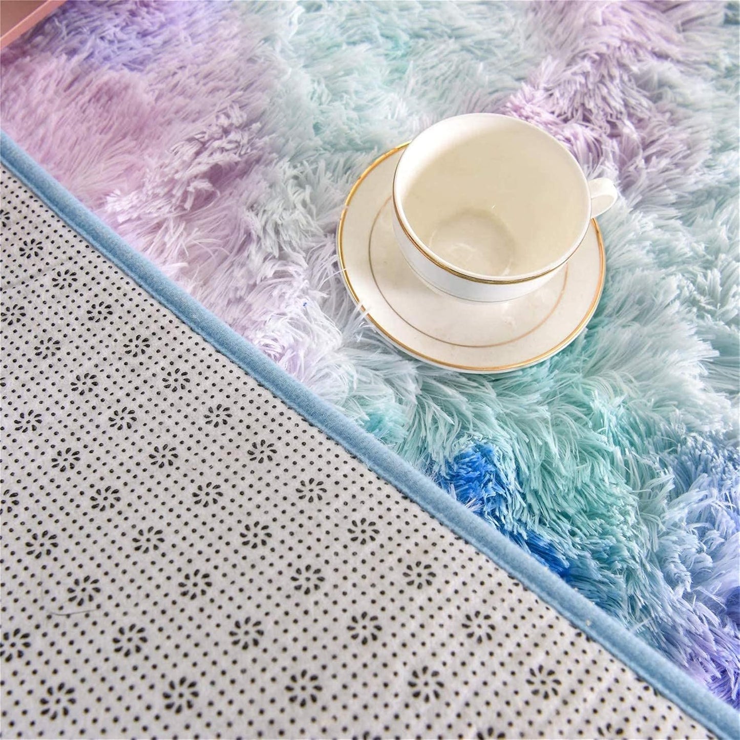 Shaggy Fluffy Faux Fur Area Rug Door Mat,Tie Dye Style,Softest, Luxurious Shag Carpet Rugs for Bedroom, Living Room, Luxury Bed Side Plush Carpets, Rectangle (Light Purple, 3' X 5')
