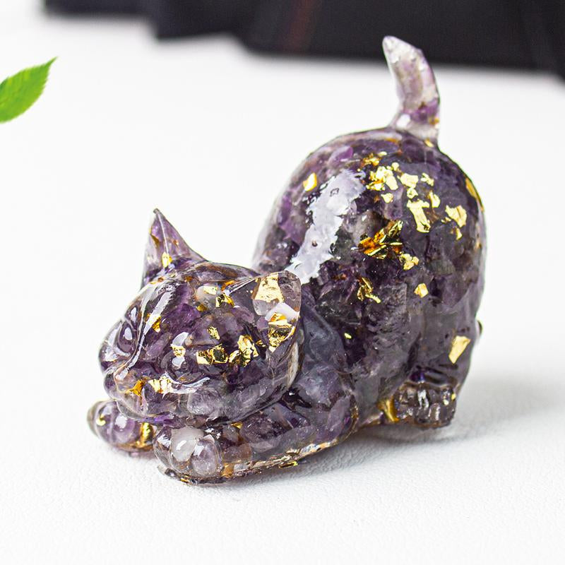 Cute Cat Crystal Gravel\Desktop Ornaments Natural Crystal Kitten Home Office Cute Small Ornaments