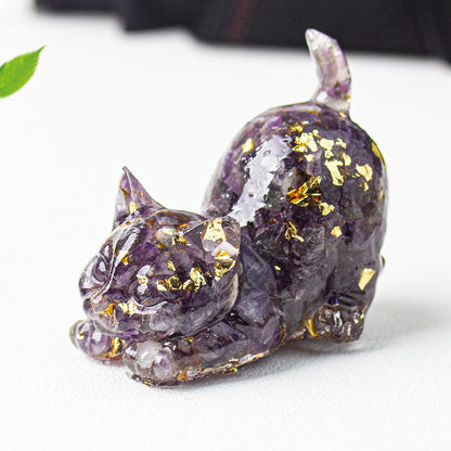 Cute Cat Crystal Gravel\Desktop Ornaments Natural Crystal Kitten Home Office Cute Small Ornaments