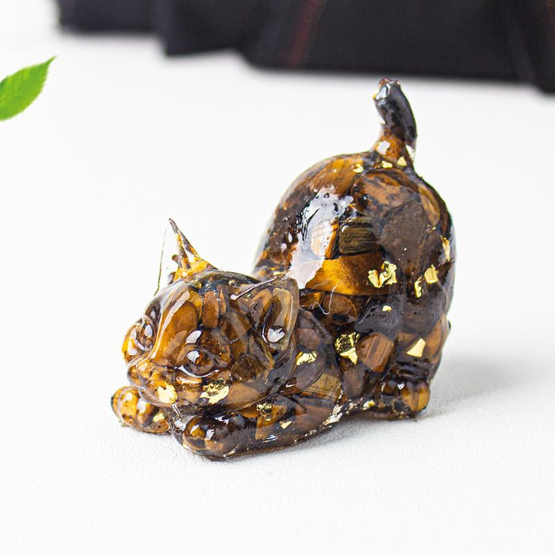 Cute Cat Crystal Gravel\Desktop Ornaments Natural Crystal Kitten Home Office Cute Small Ornaments