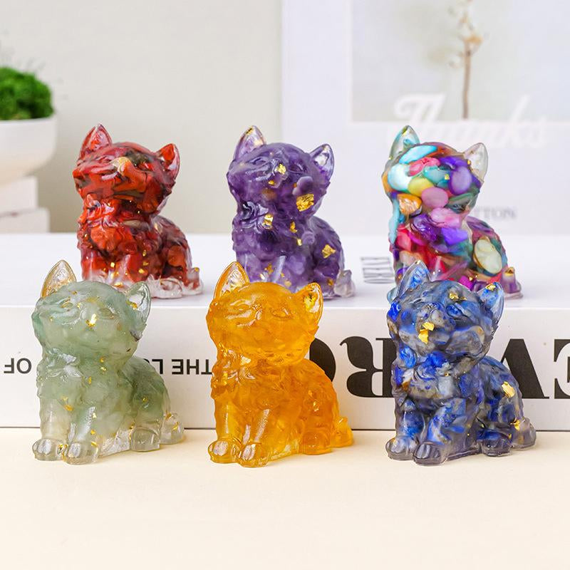 Cute Cat Crystal Gravel\Desktop Ornaments Natural Crystal Kitten Home Office Cute Small Ornaments