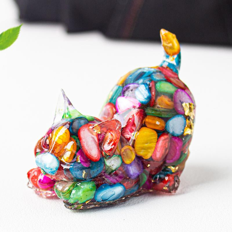 Cute Cat Crystal Gravel\Desktop Ornaments Natural Crystal Kitten Home Office Cute Small Ornaments