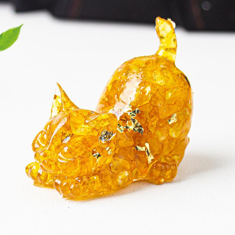 Cute Cat Crystal Gravel\Desktop Ornaments Natural Crystal Kitten Home Office Cute Small Ornaments