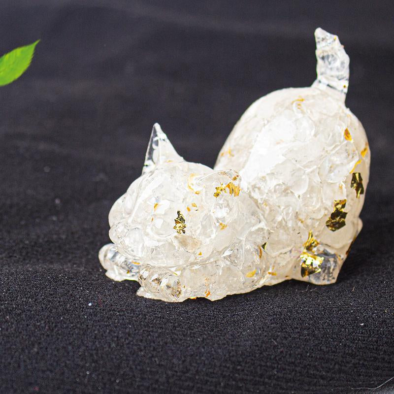 Cute Cat Crystal Gravel\Desktop Ornaments Natural Crystal Kitten Home Office Cute Small Ornaments