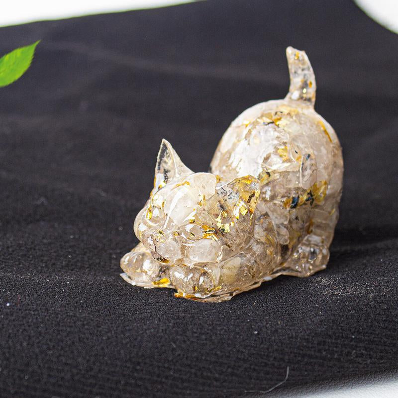 Cute Cat Crystal Gravel\Desktop Ornaments Natural Crystal Kitten Home Office Cute Small Ornaments