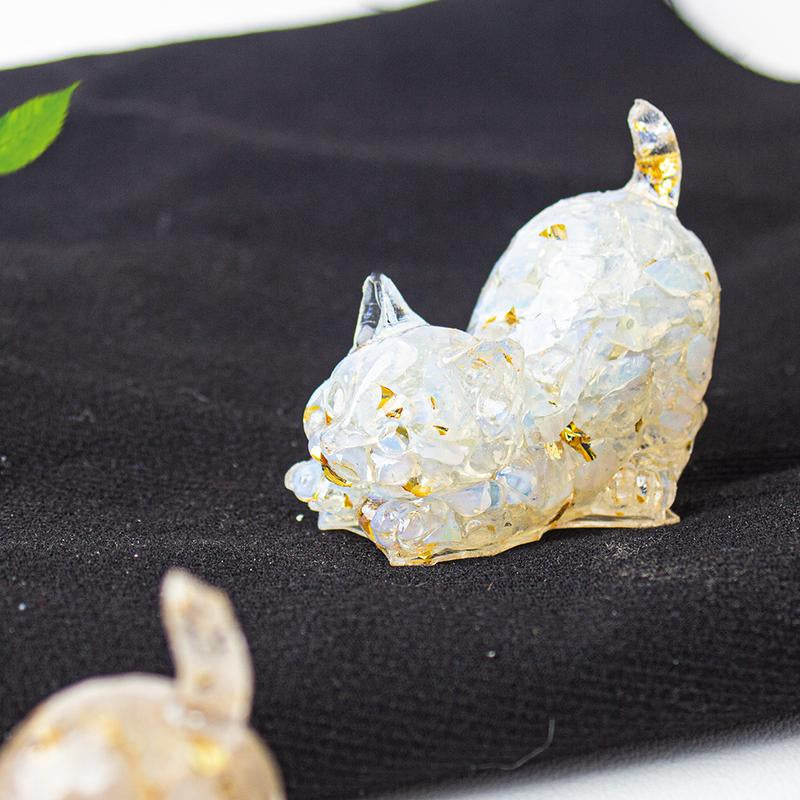 Cute Cat Crystal Gravel\Desktop Ornaments Natural Crystal Kitten Home Office Cute Small Ornaments