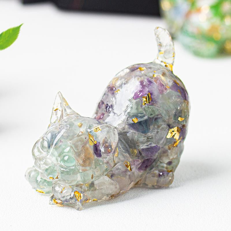 Cute Cat Crystal Gravel\Desktop Ornaments Natural Crystal Kitten Home Office Cute Small Ornaments
