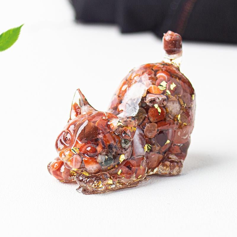 Cute Cat Crystal Gravel\Desktop Ornaments Natural Crystal Kitten Home Office Cute Small Ornaments