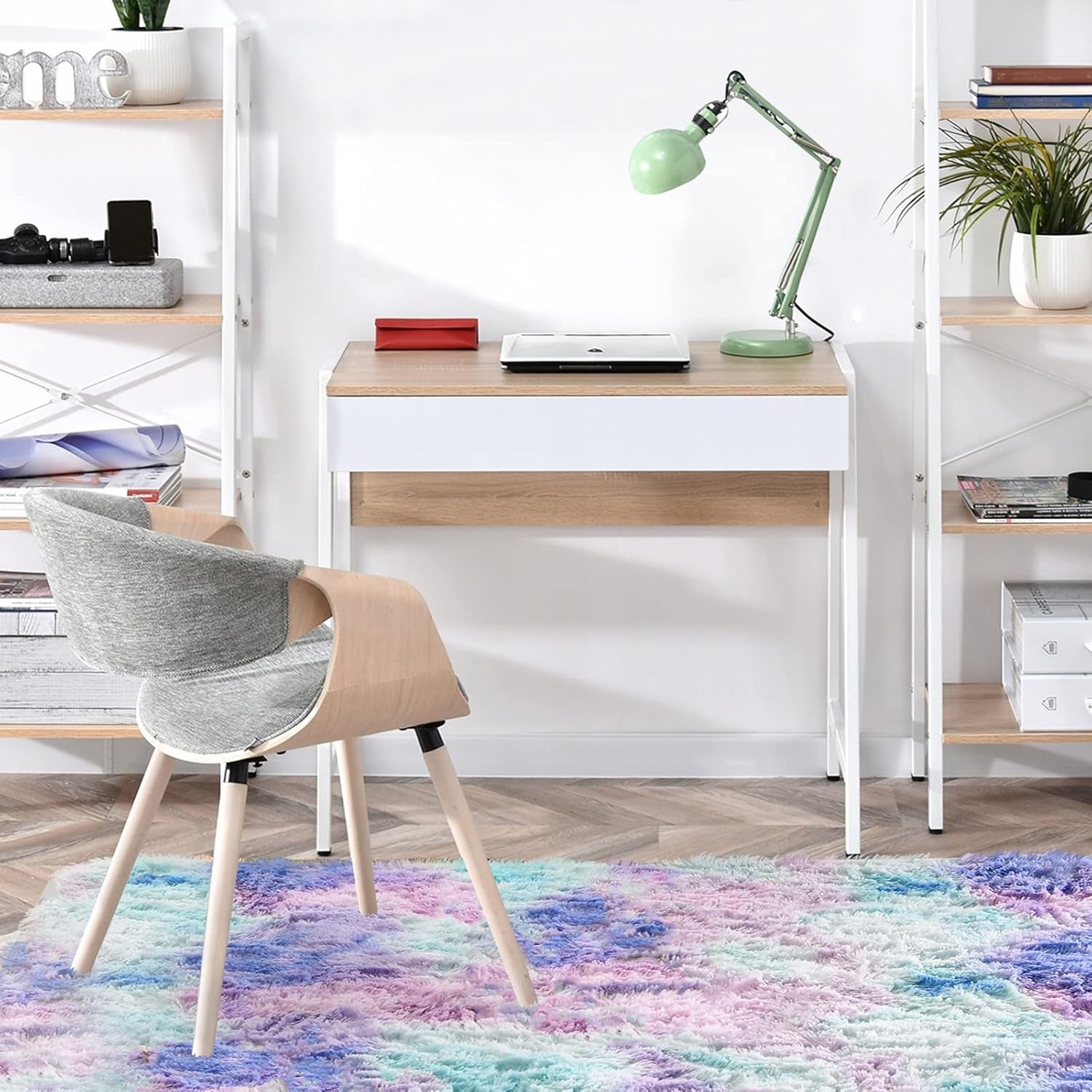 Shaggy Fluffy Faux Fur Area Rug Door Mat,Tie Dye Style,Softest, Luxurious Shag Carpet Rugs for Bedroom, Living Room, Luxury Bed Side Plush Carpets, Rectangle (Light Purple, 3' X 5')