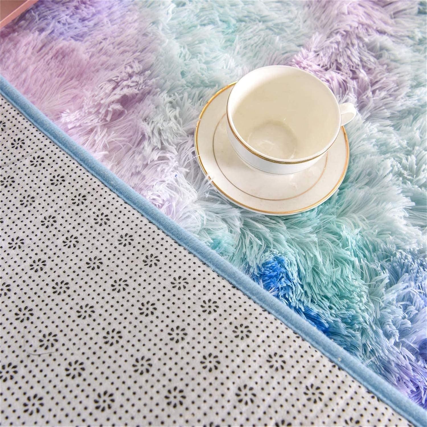 Shaggy Fluffy Faux Fur Area Rug Door Mat,Tie Dye Style,Softest, Luxurious Shag Carpet Rugs for Bedroom, Living Room, Luxury Bed Side Plush Carpets, Rectangle (Light Purple, 3' X 5')
