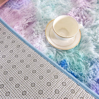 Shaggy Fluffy Faux Fur Area Rug Door Mat,Tie Dye Style,Softest, Luxurious Shag Carpet Rugs for Bedroom, Living Room, Luxury Bed Side Plush Carpets, Rectangle (Light Purple, 3' X 5')