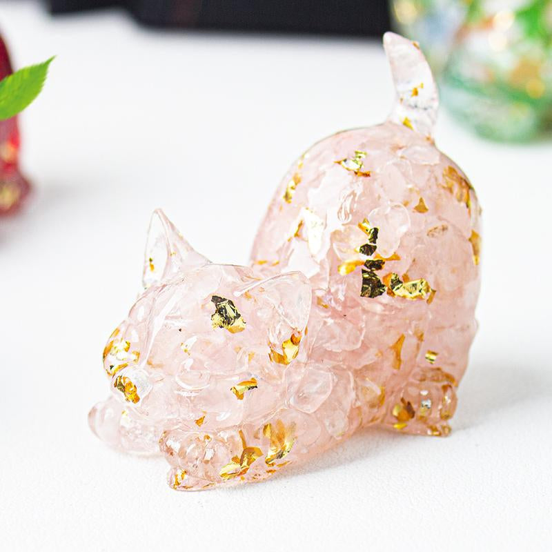 Cute Cat Crystal Gravel\Desktop Ornaments Natural Crystal Kitten Home Office Cute Small Ornaments